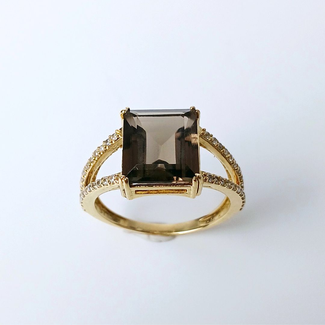 Anel Baguete 2 aros em ouro 18k com 45 pedras