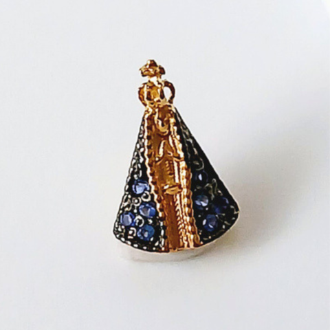 Pingente Nossa Senhora mini em ouro 18k com 8 pedras