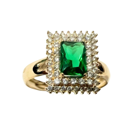 Anel Baguet  2 filas em ouro 18k com 27 pedras .