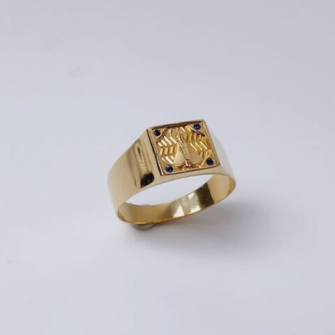 Anel Nossa Senhora Aparecida c/forro em ouro 18k,com  4 pedras.