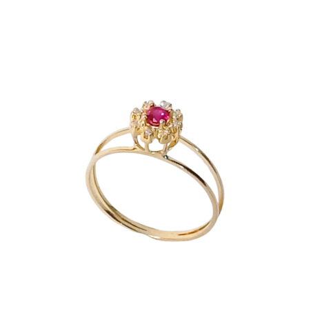 Anel red dois aros Bi em ouro 18k , com 9 pedras.