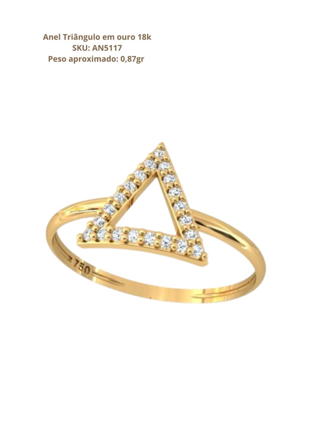 ANEL TRIANGULO 22 PEDRAS - Imagem 2