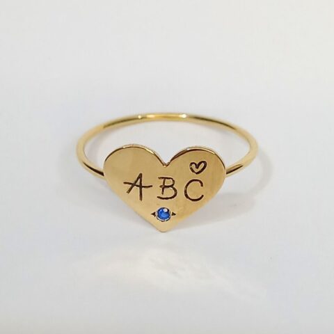 Anel ABC em ouro 18k , com 1 pedra.