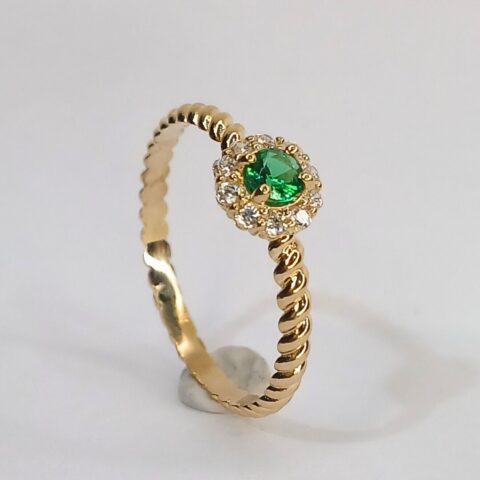 Anel red trançado em ouro 18k , com 11 pedras.