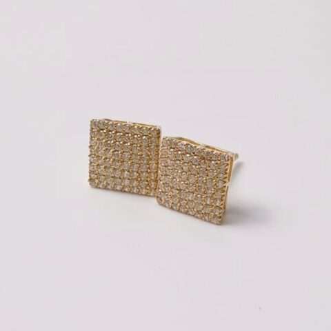 Brinco quadrado Jr. em ouro 18k com 128 pedras.