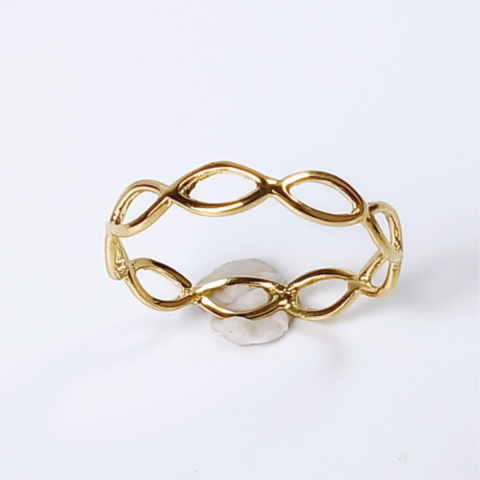Anel infinito S/P em ouro 18k