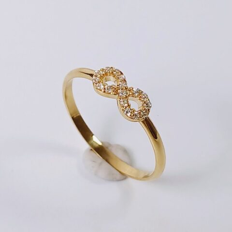 Anel infinito em ouro 18k com 16 pedras