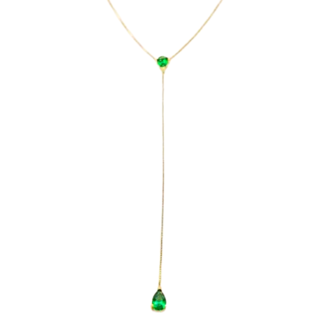 Colar Gravata em ouro 18K, com 2 Pedras