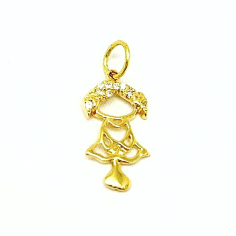 PINGENTE MENINA TÍMIDA P 9 PEDRAS