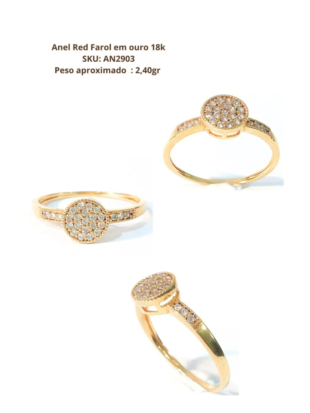Anel Red Farol em ouro 18k com 25 pedras. - Imagem 2