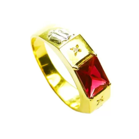 Anel de Formatura Unissex com 1 pedra oval de 6x8 mmPeso aproximado: 3,94g.