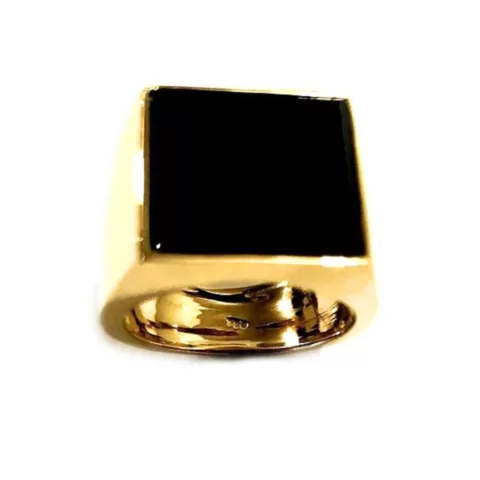 Anel Masculino com 1 Pedra Quadrada