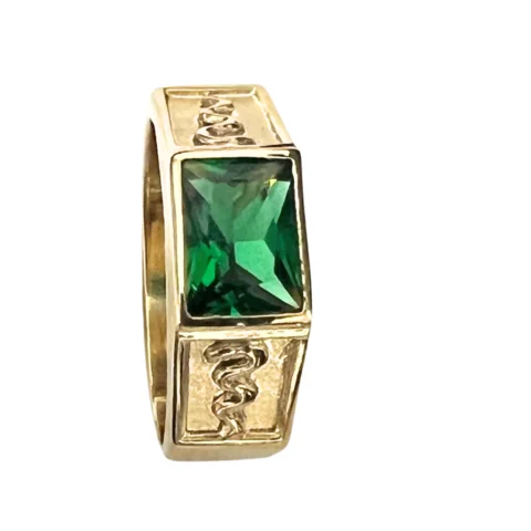 Anel Formatura Baguet 6x8em ouro 18k com 1 pedra .