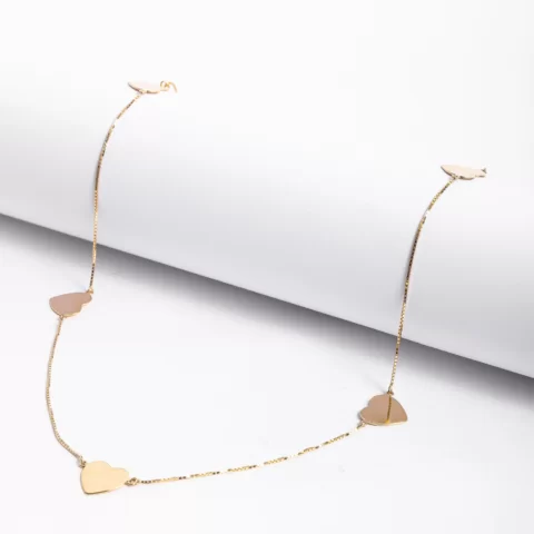 Colar 5 Corações Chapado em ouro 18k