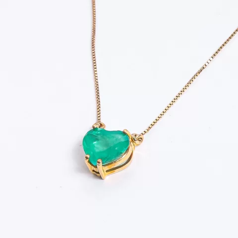 Colar Coração Simples em ouro 18k , com 1 pedra